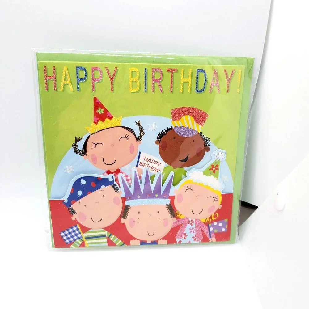 Magi Design London Large Glittery Blank Happy Birthday Greeting Card *Children*